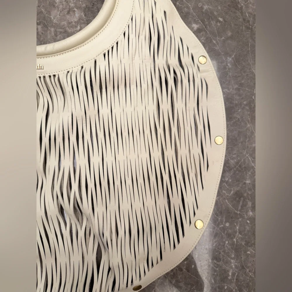 Cult gaia Cream Circular Cutout Tote Bag